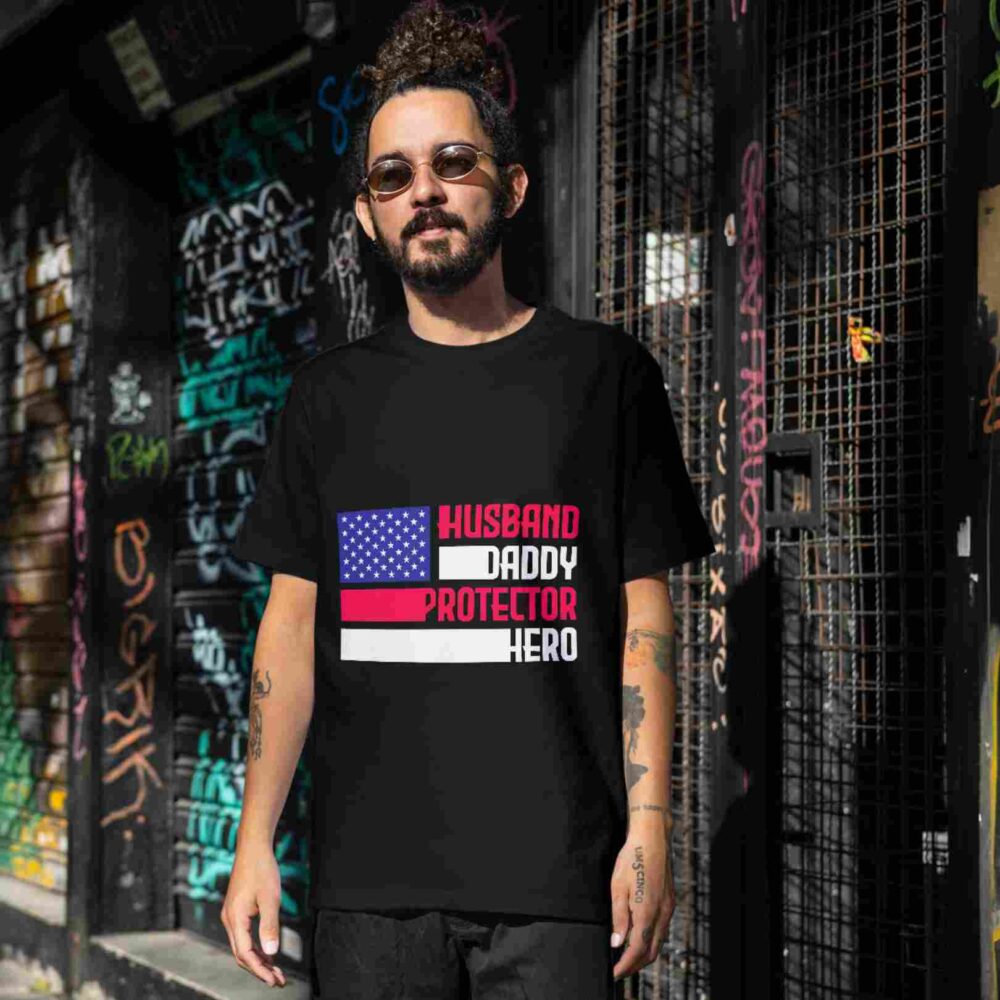 Husband  Daddy  Protector  Hero T-shirt - Image 2