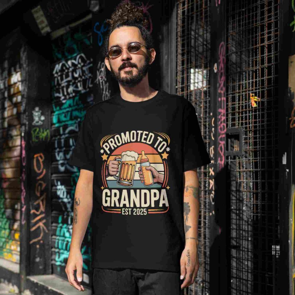 Promoted To Grandpa Est 2025 T-shirt - Image 2